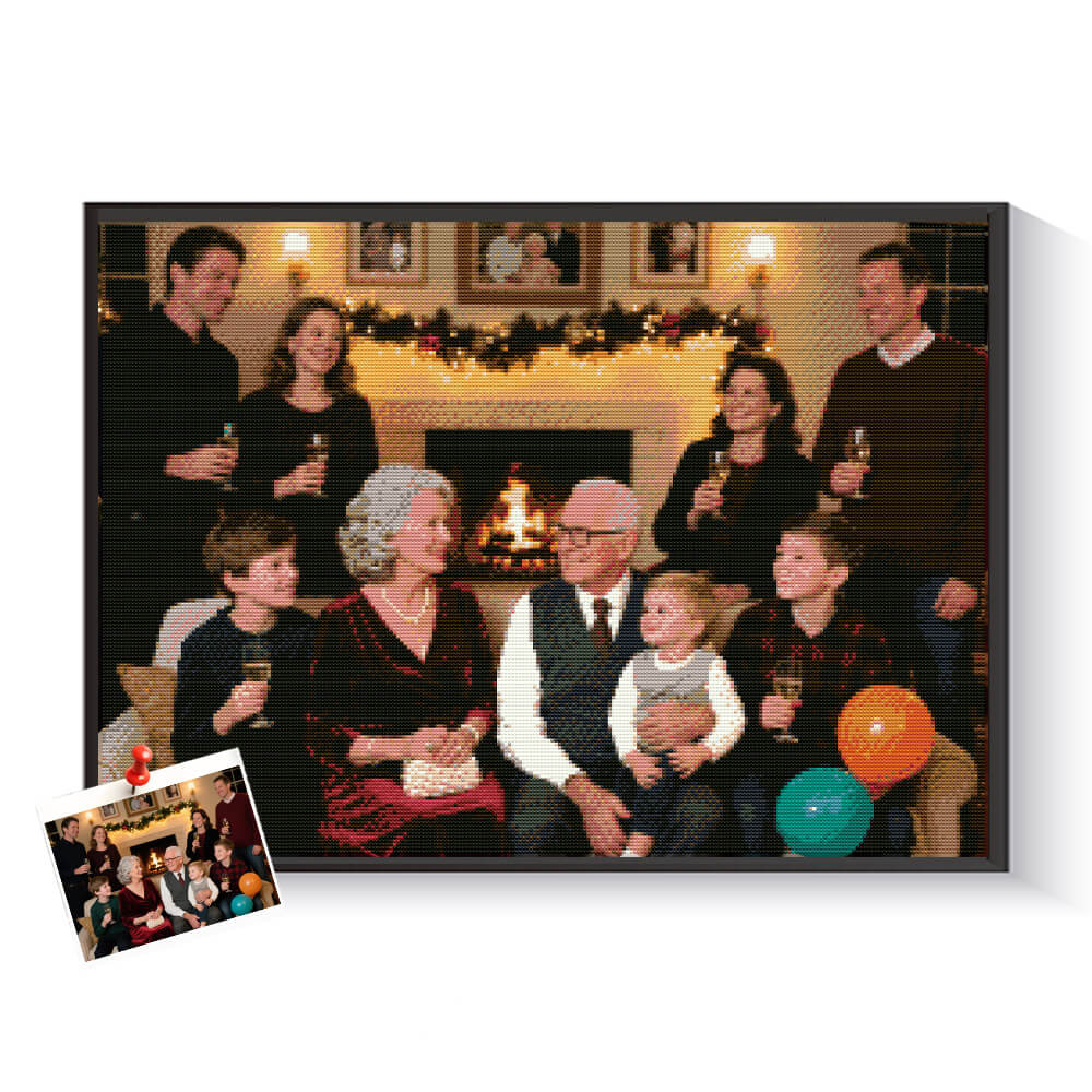 Custom family celebration diamond painting created from a personal photo – DYCDIY