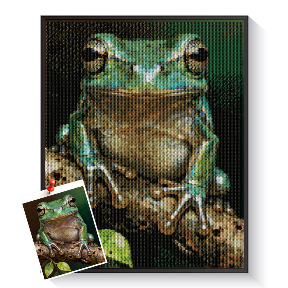 Custom frog diamond painting created from a pond photo – DYCDIY