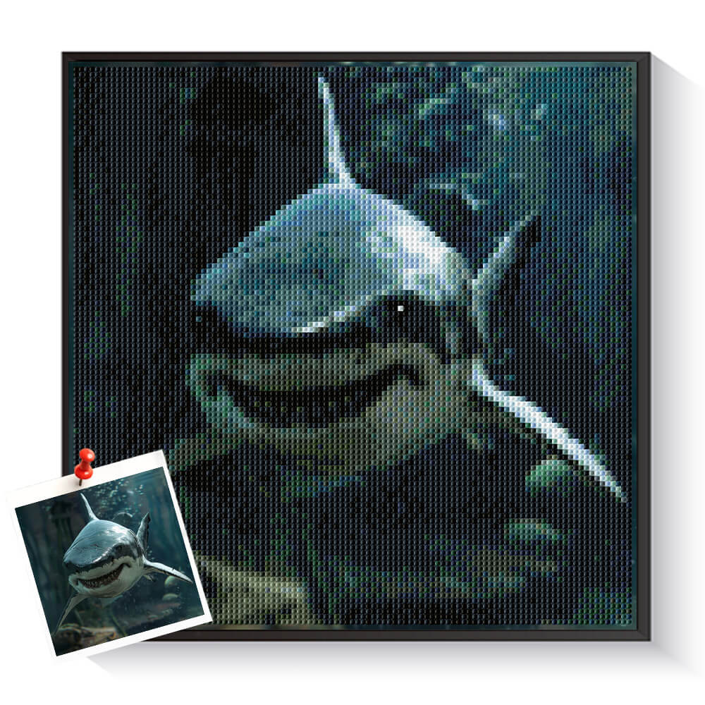 Custom shark diamond painting created from a marine photo – DYCDIY