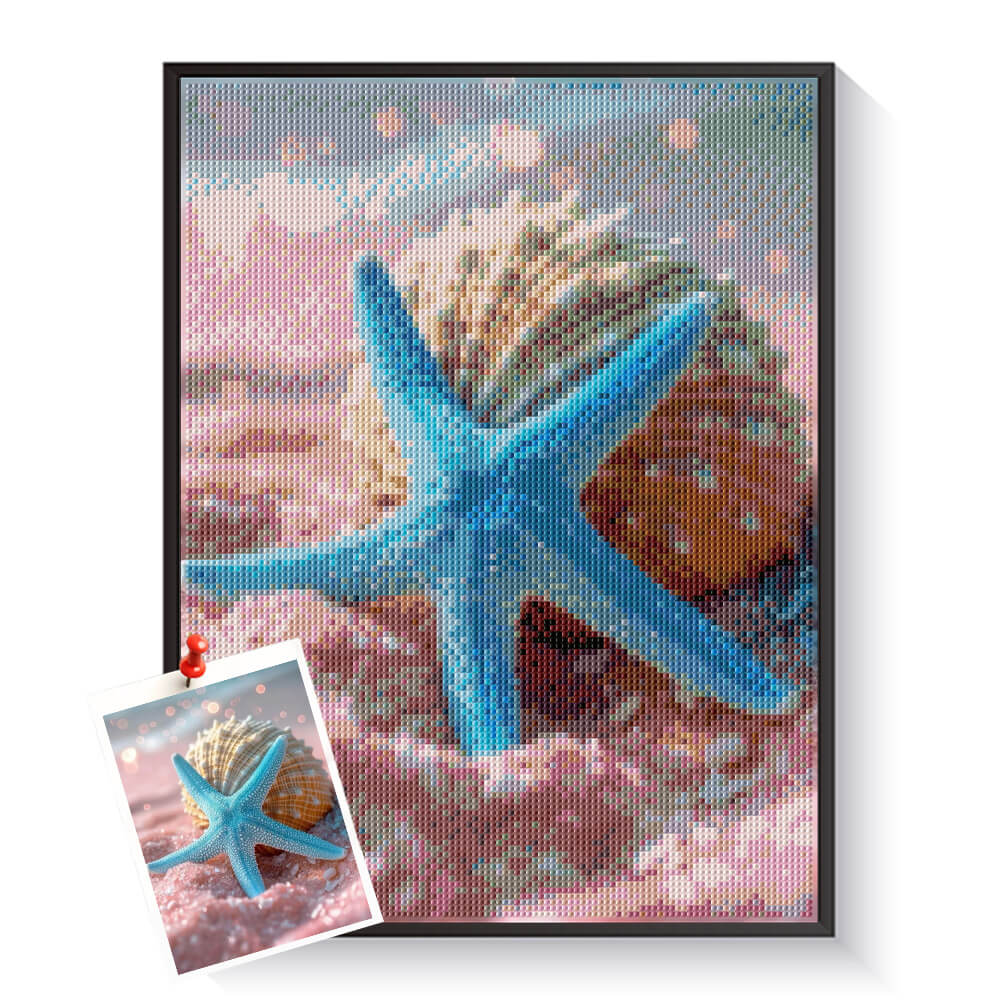 Custom starfish diamond painting created from a seaside photo – DYCDIY
