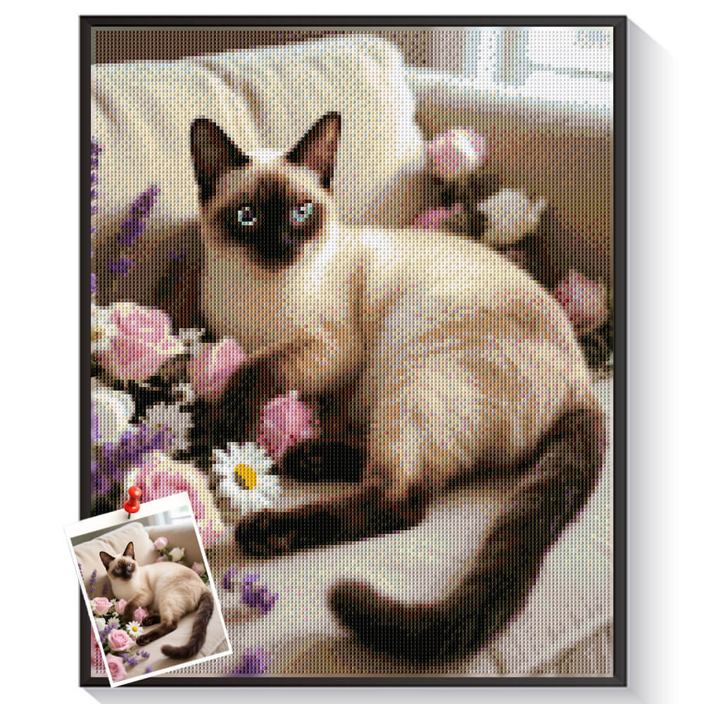 Custom Cat Diamond Paintings | Personalized Pet Portrait Diamond Art Kits | DYCDIY