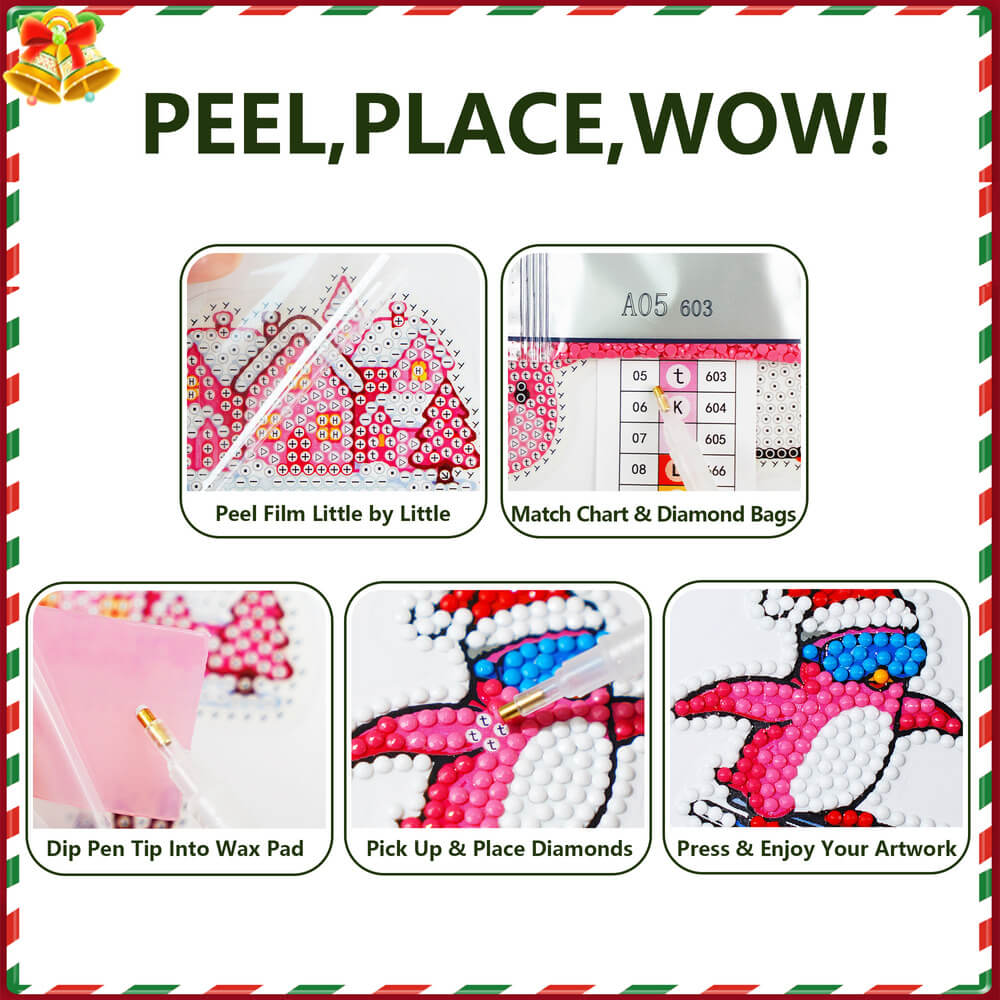 Diamond Art Stickers – Christmas 38PCS | Glow-in-the-Dark Holiday DIY