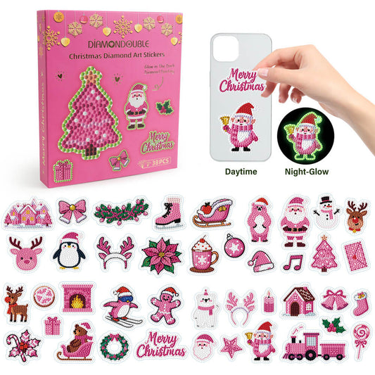 Diamond Art Stickers – Christmas 38PCS | Glow-in-the-Dark Holiday DIY