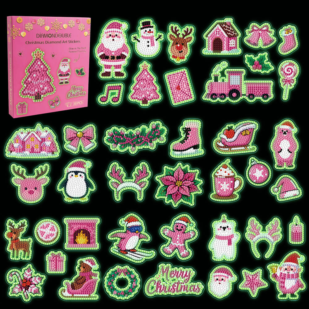 Diamond Art Stickers – Christmas 38PCS | Glow-in-the-Dark Holiday DIY