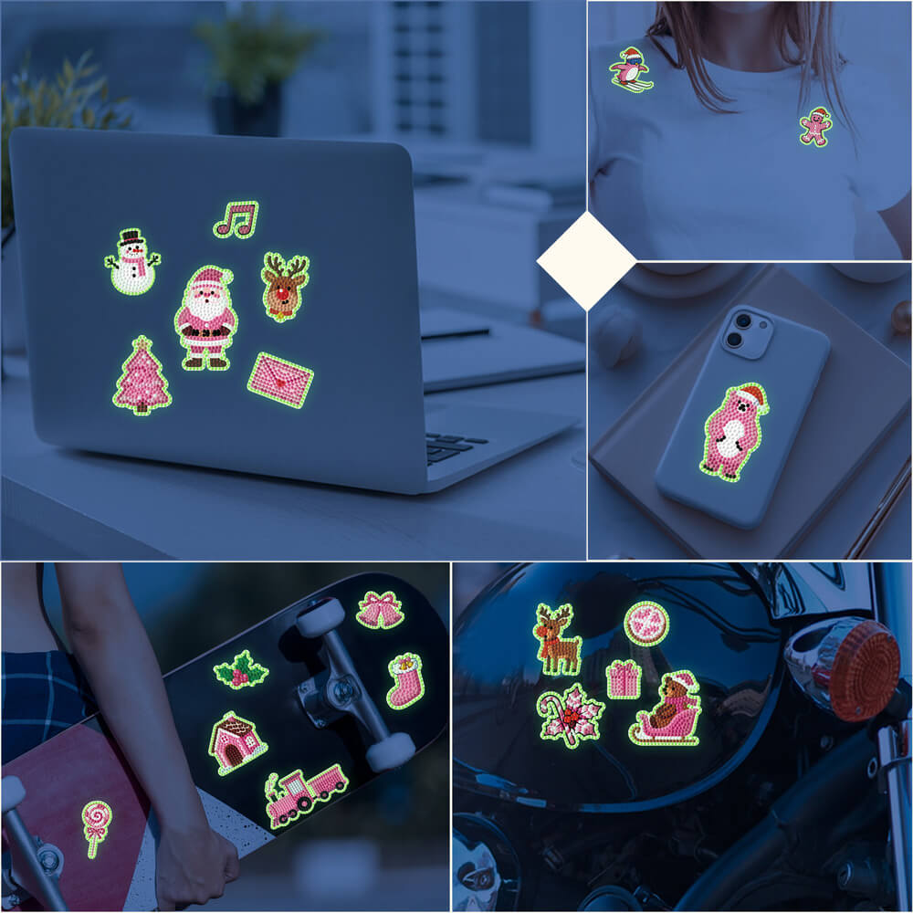 Diamond Art Stickers – Christmas 38PCS | Glow-in-the-Dark Holiday DIY
