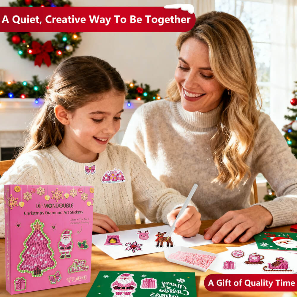 Diamond Art Stickers – Christmas 38PCS | Glow-in-the-Dark Holiday DIY