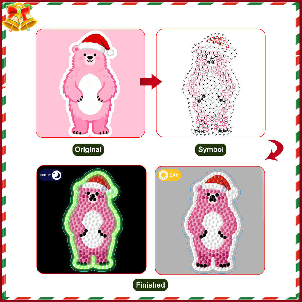 Diamond Art Stickers – Christmas 38PCS | Glow-in-the-Dark Holiday DIY