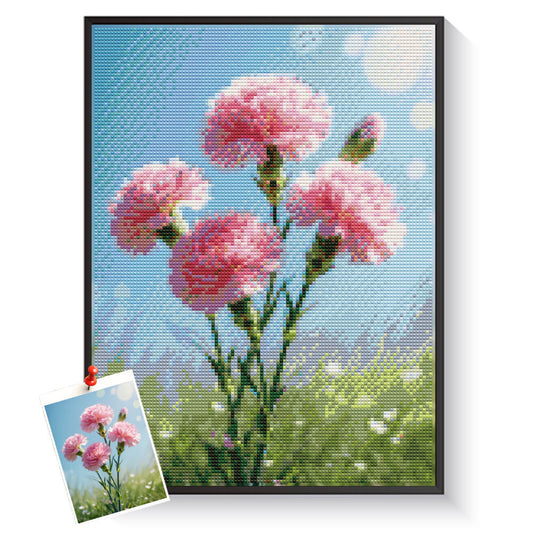Custom carnation diamond painting created from a personal photo – DYCDIY