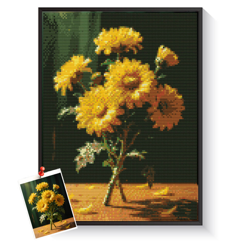 Custom chrysanthemum diamond painting created from a personal photo – DYCDIY