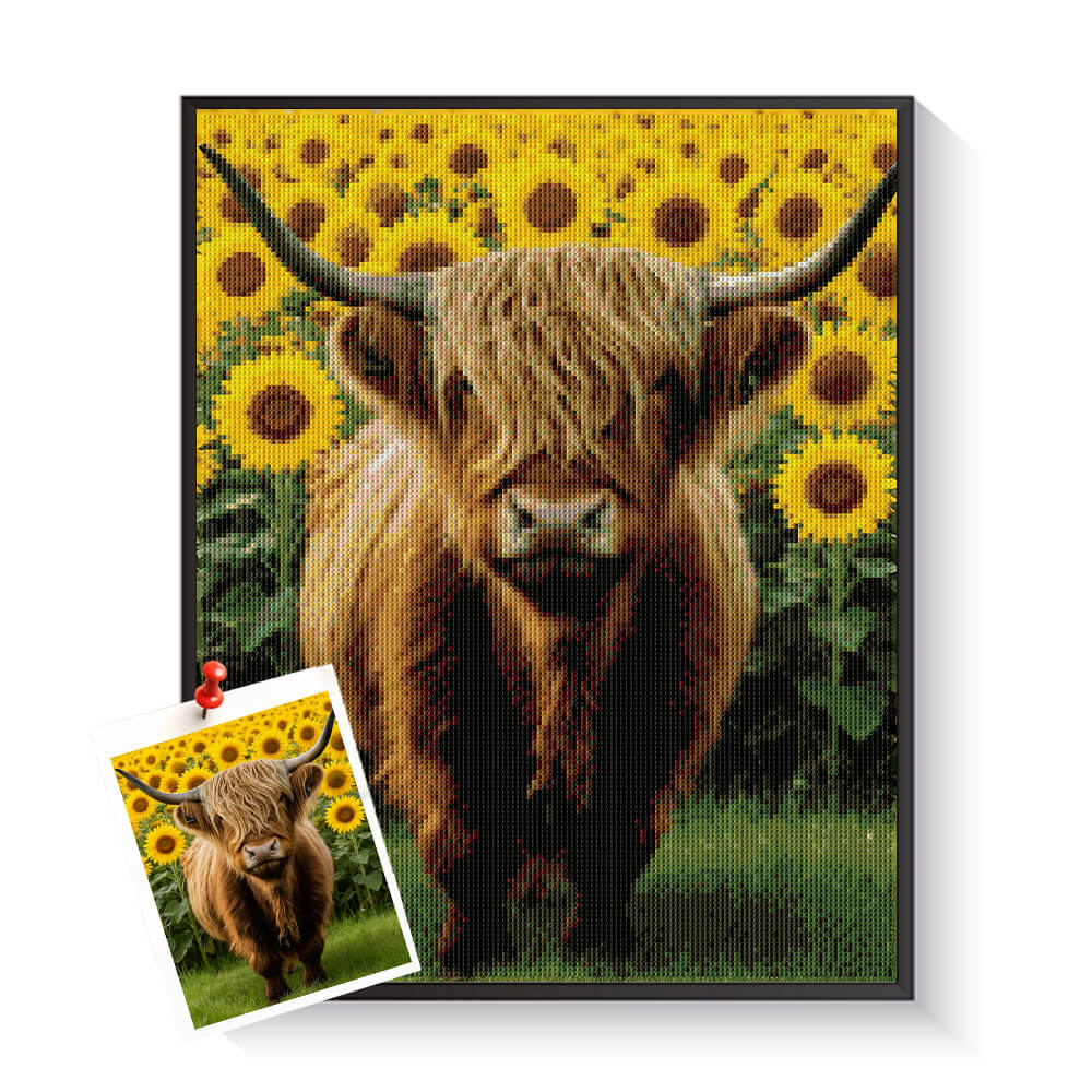 Custom cow diamond painting created from a farm photo – DYCDIY