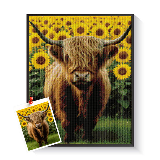 Custom cow diamond painting created from a farm photo – DYCDIY