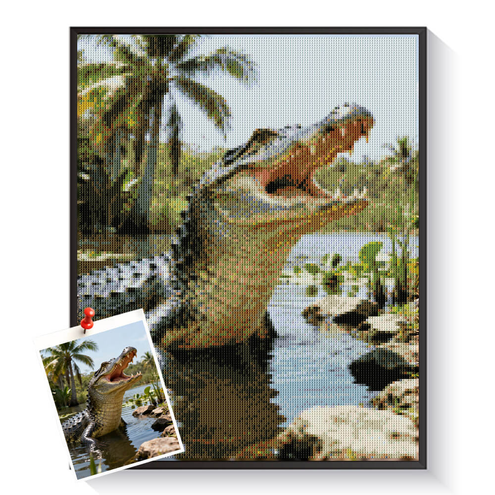 Custom crocodile diamond painting from wildlife photo – DYCDIY