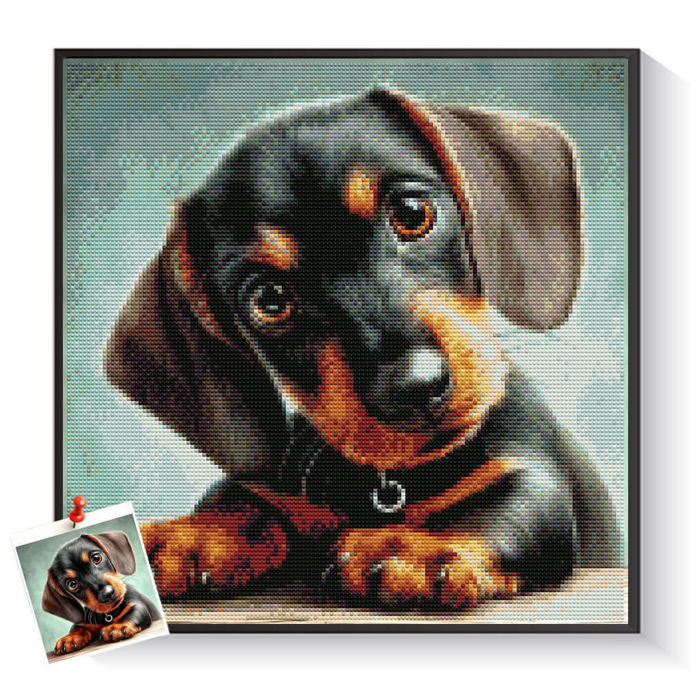 Custom dachshund diamond painting created from a personal photo – DYCDIY