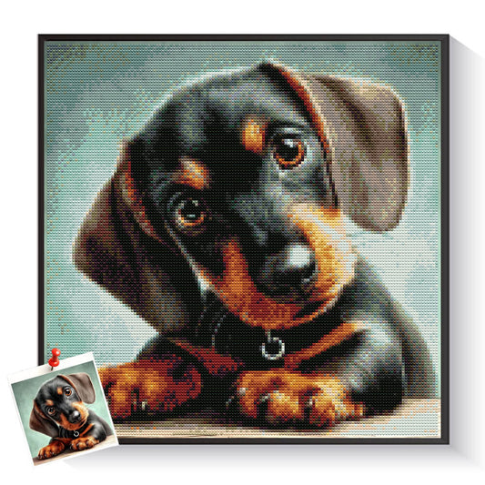 Custom dachshund diamond painting created from a personal photo – DYCDIY