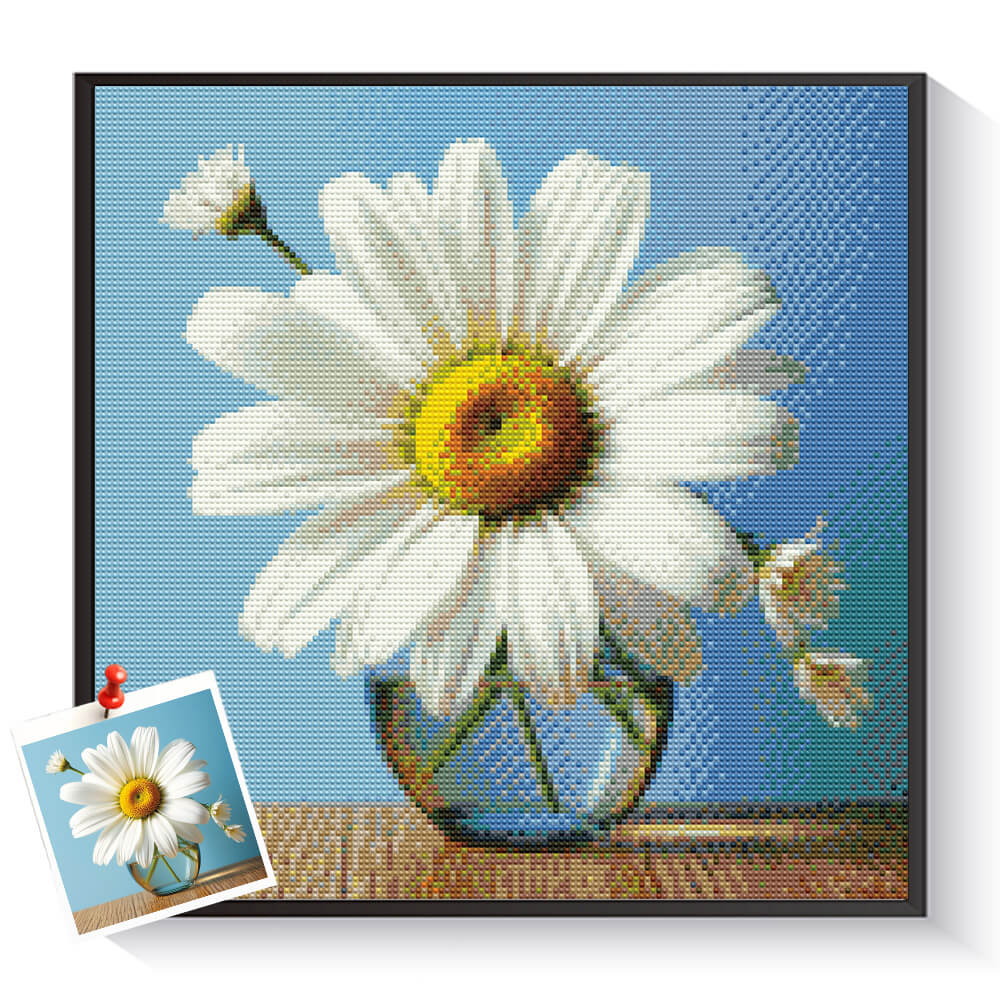 Custom daisy diamond painting created from a personal photo – DYCDIY