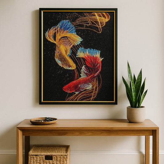 Custom diamond painting of your fish or aquarium – DYCDIY turns underwater photos into sparkling art and keepsakes that last forever.