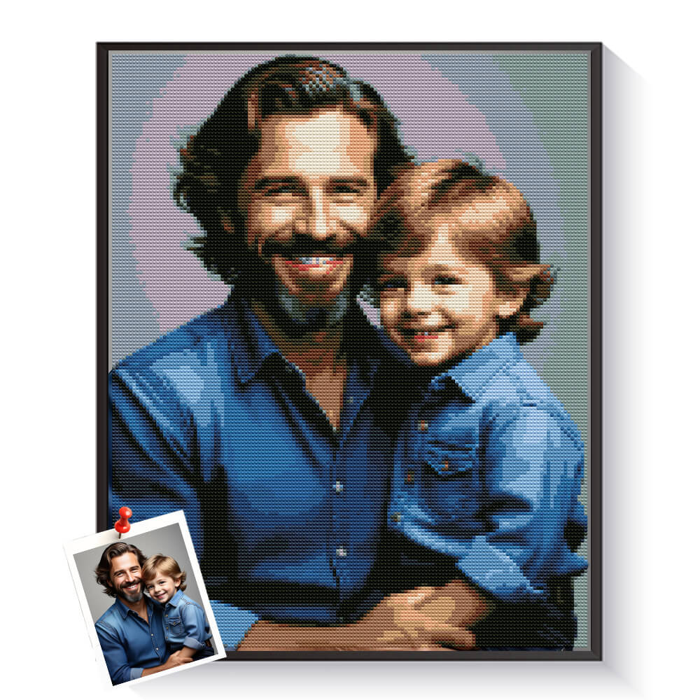 Custom father and son diamond painting created from a personal photo – DYCDIY