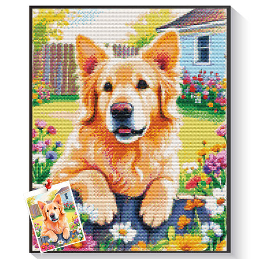 Custom Golden Retriever diamond painting created from a personal photo – DYCDIY