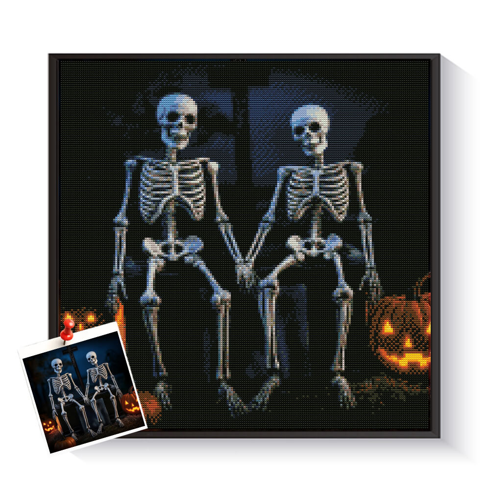 Custom Halloween horror diamond painting created from a spooky photo – DYCDIY