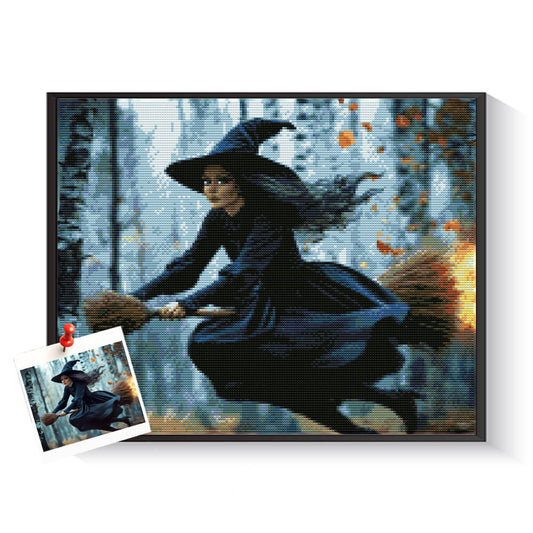 Custom Halloween witch diamond painting created from a spooky holiday photo – DYCDIY
