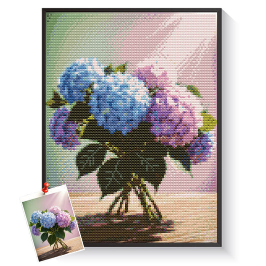 Custom hydrangea diamond painting created from a personal photo – DYCDIY