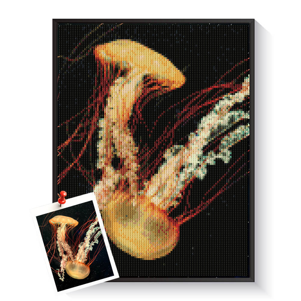 Custom jellyfish diamond painting created from a marine photo – DYCDIY