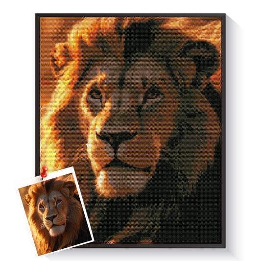 Custom lion diamond painting created from a wildlife photo – DYCDIY