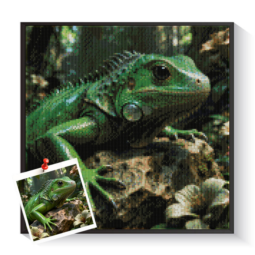 Custom lizard diamond painting created from a wildlife photo – DYCDIY
