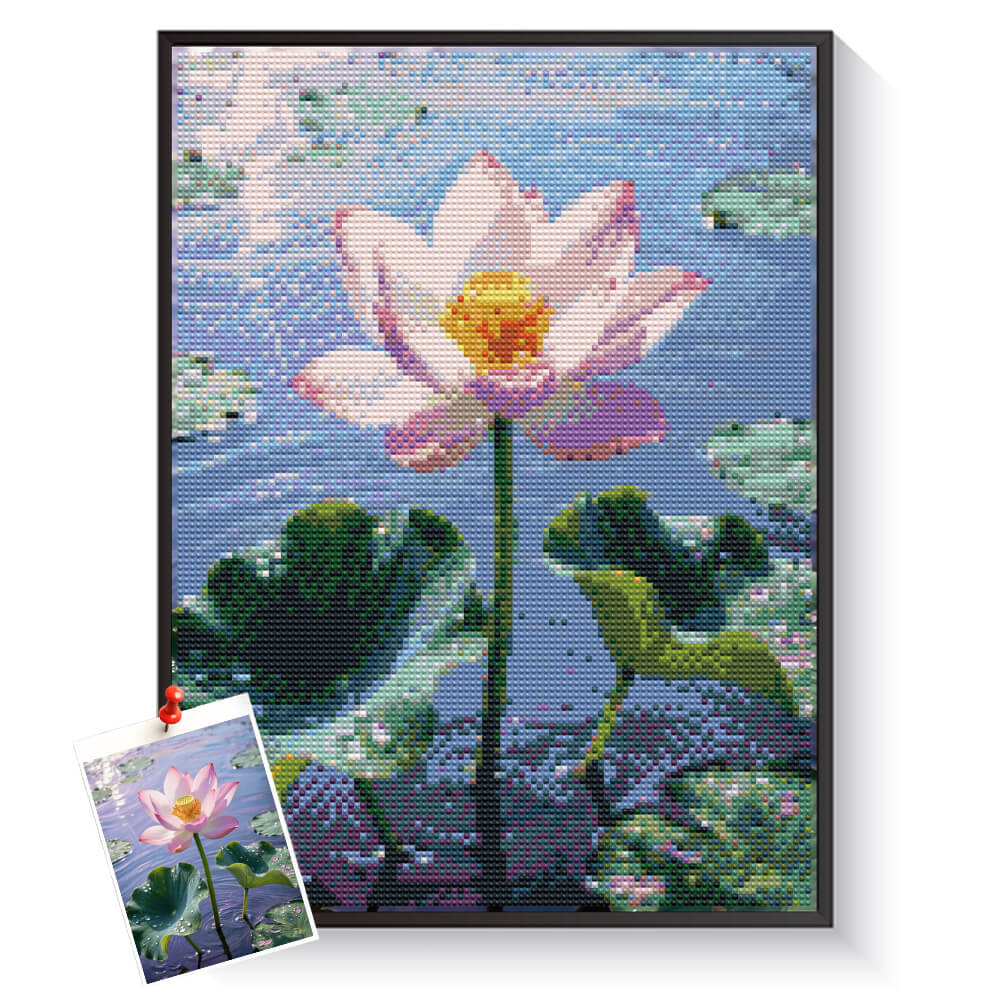 Custom lotus diamond painting created from a personal photo – DYCDIY