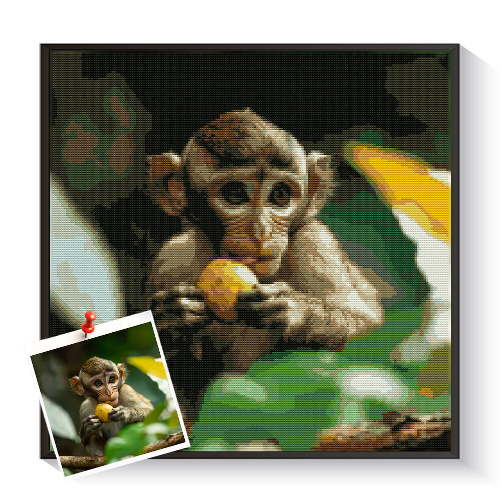 Custom monkey diamond painting created from a wildlife photo – DYCDIY