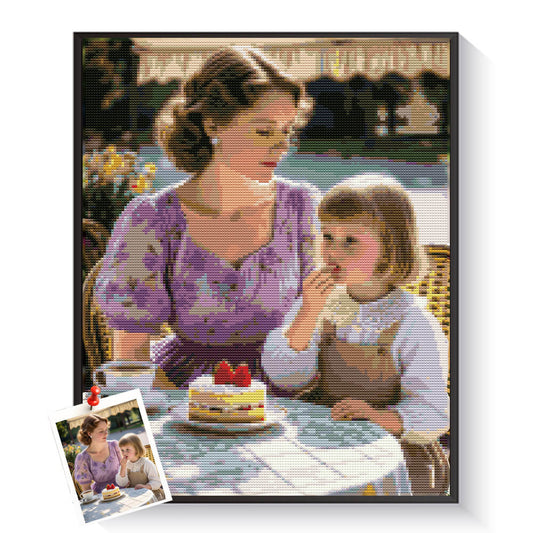 Custom mother and child diamond painting created from a personal photo – DYCDIY