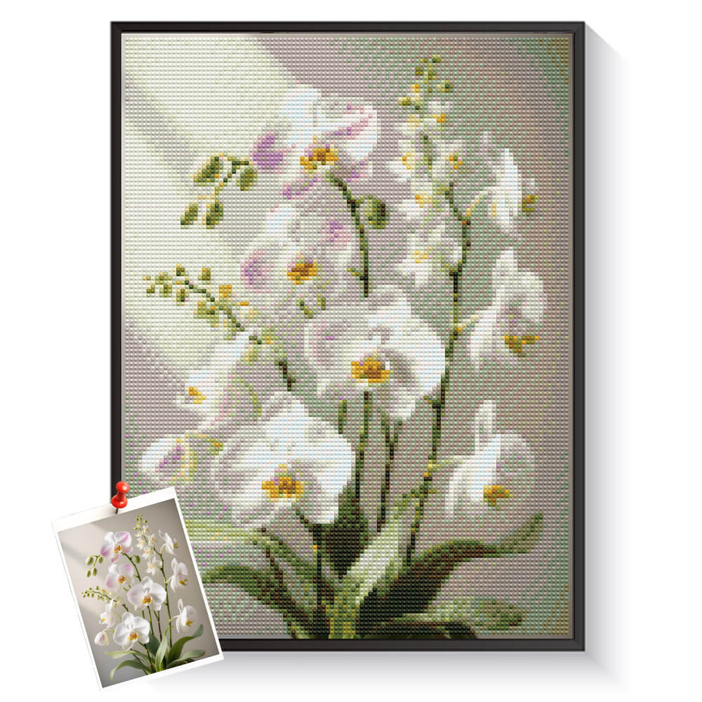 Custom orchid diamond painting created from a personal photo – DYCDIY