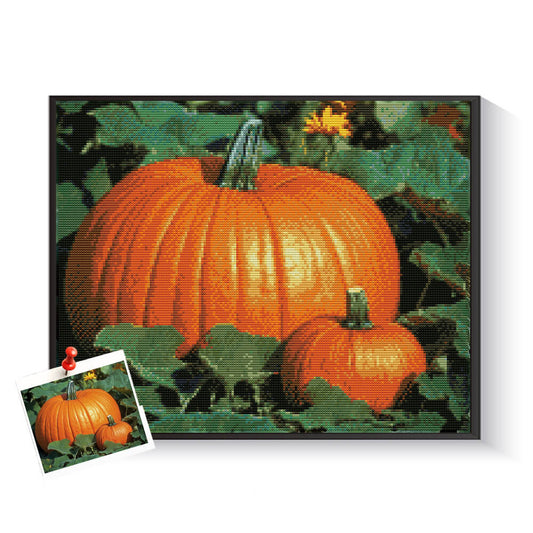 Custom pumpkin patch diamond painting created from an autumn harvest photo – DYCDIY