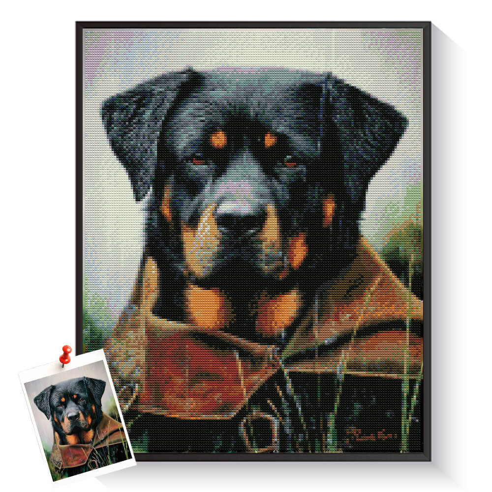 Custom Rottweiler diamond painting created from a personal photo – DYCDIY