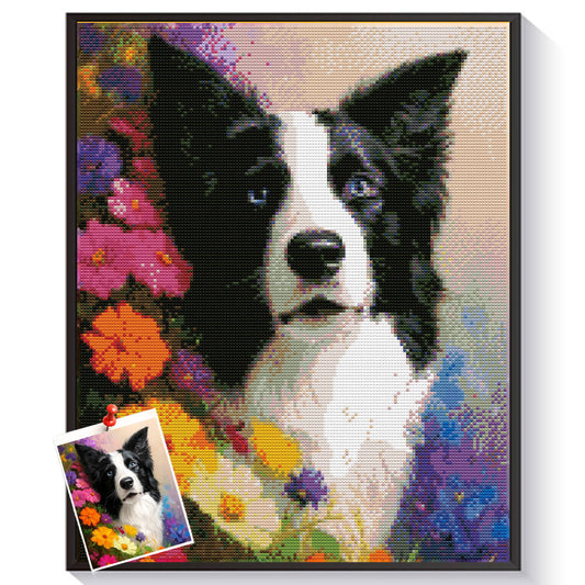 Custom sheepdog diamond painting created from a personal photo – DYCDIY