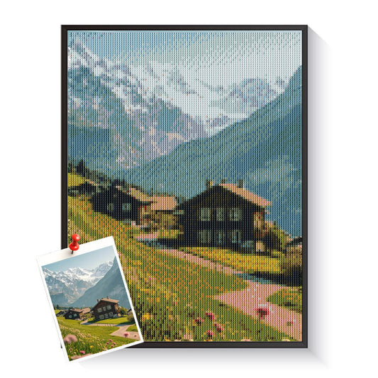 Custom snow mountain diamond painting created from a scenic photo – DYCDIY