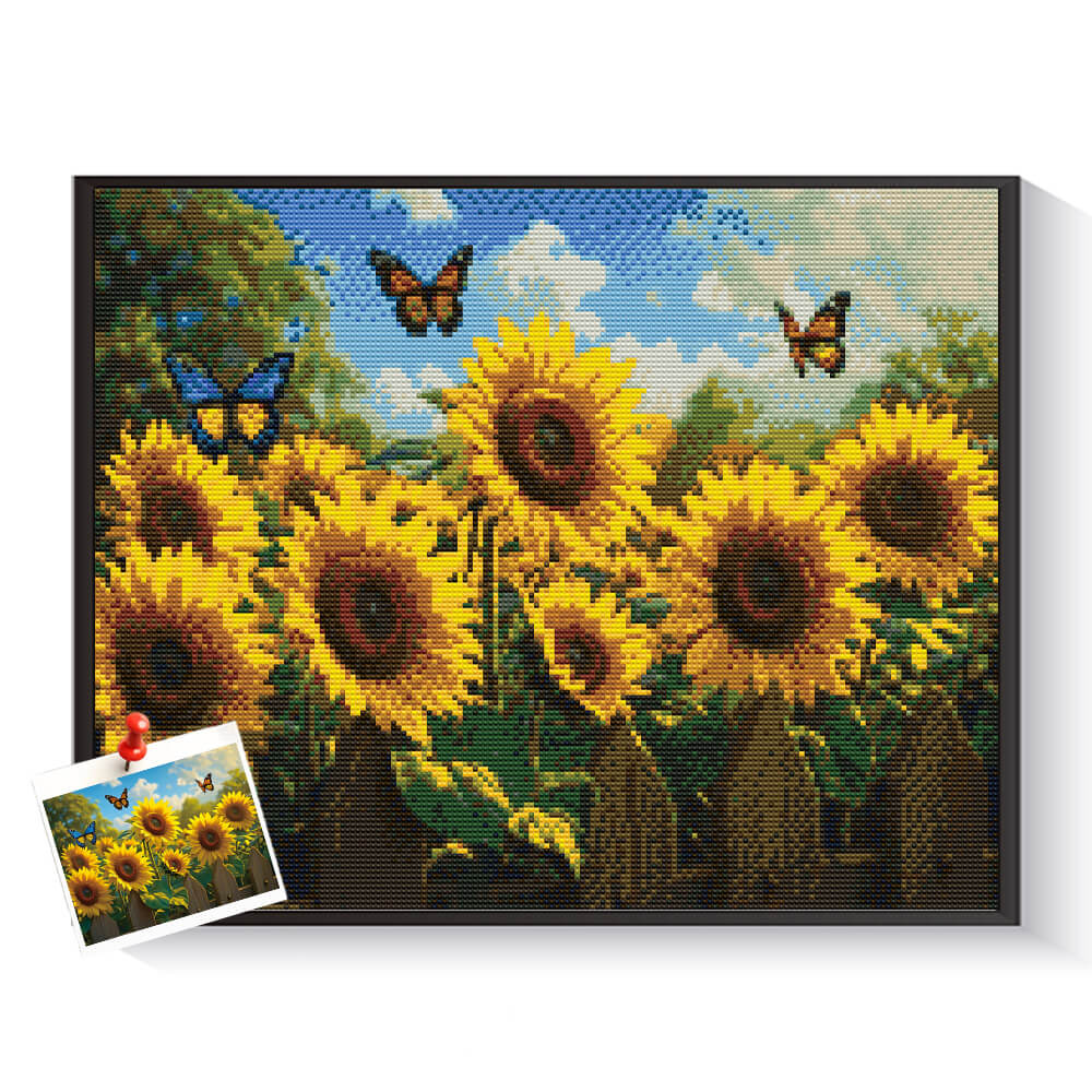 Custom sunflower diamond painting created from a personal photo – DYCDIY