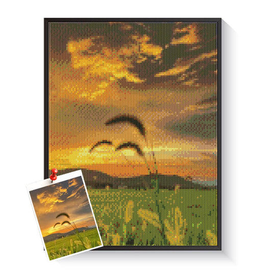 Custom sunset diamond painting created from a scenic twilight photo – DYCDIY