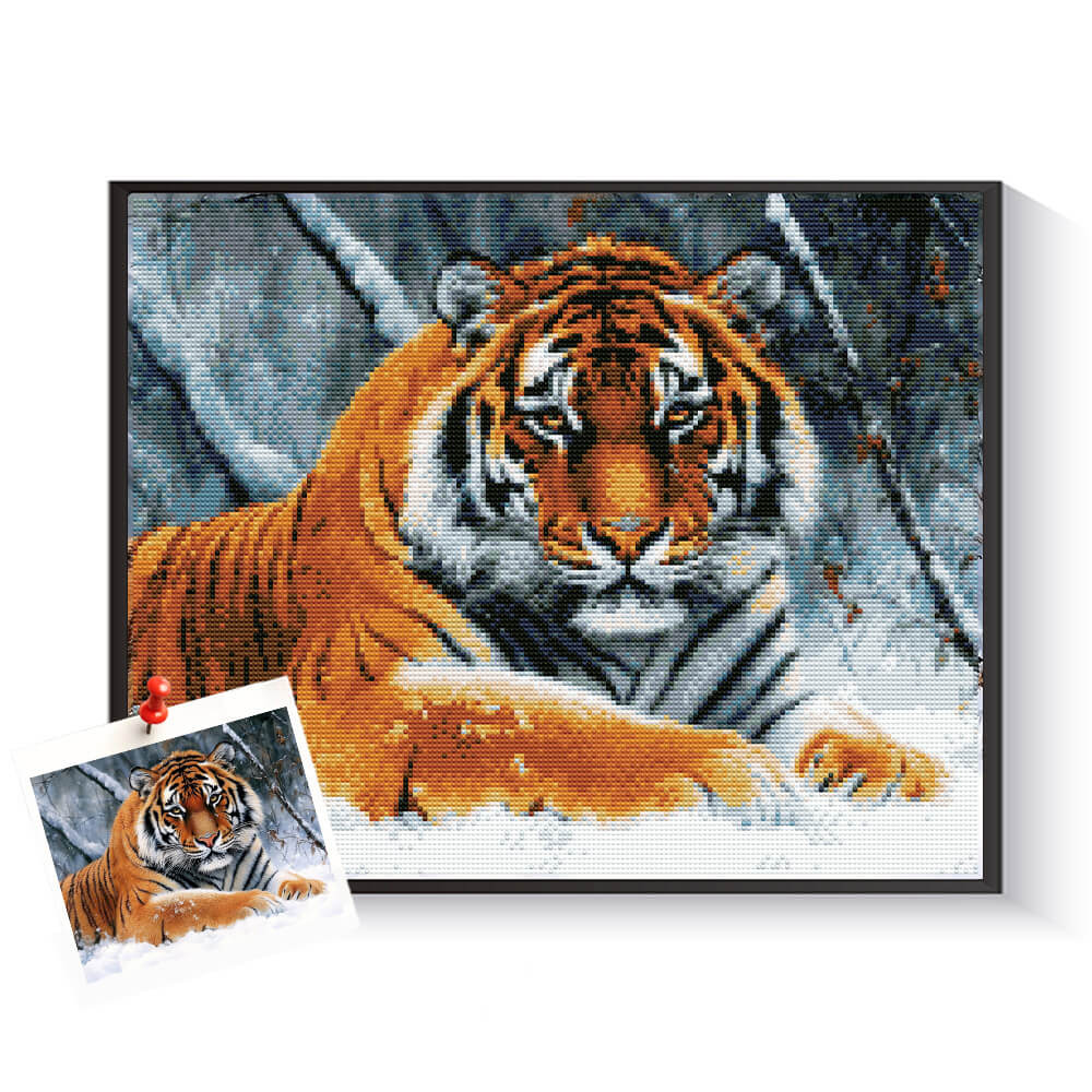 Custom tiger diamond painting created from a wildlife photo – DYCDIY