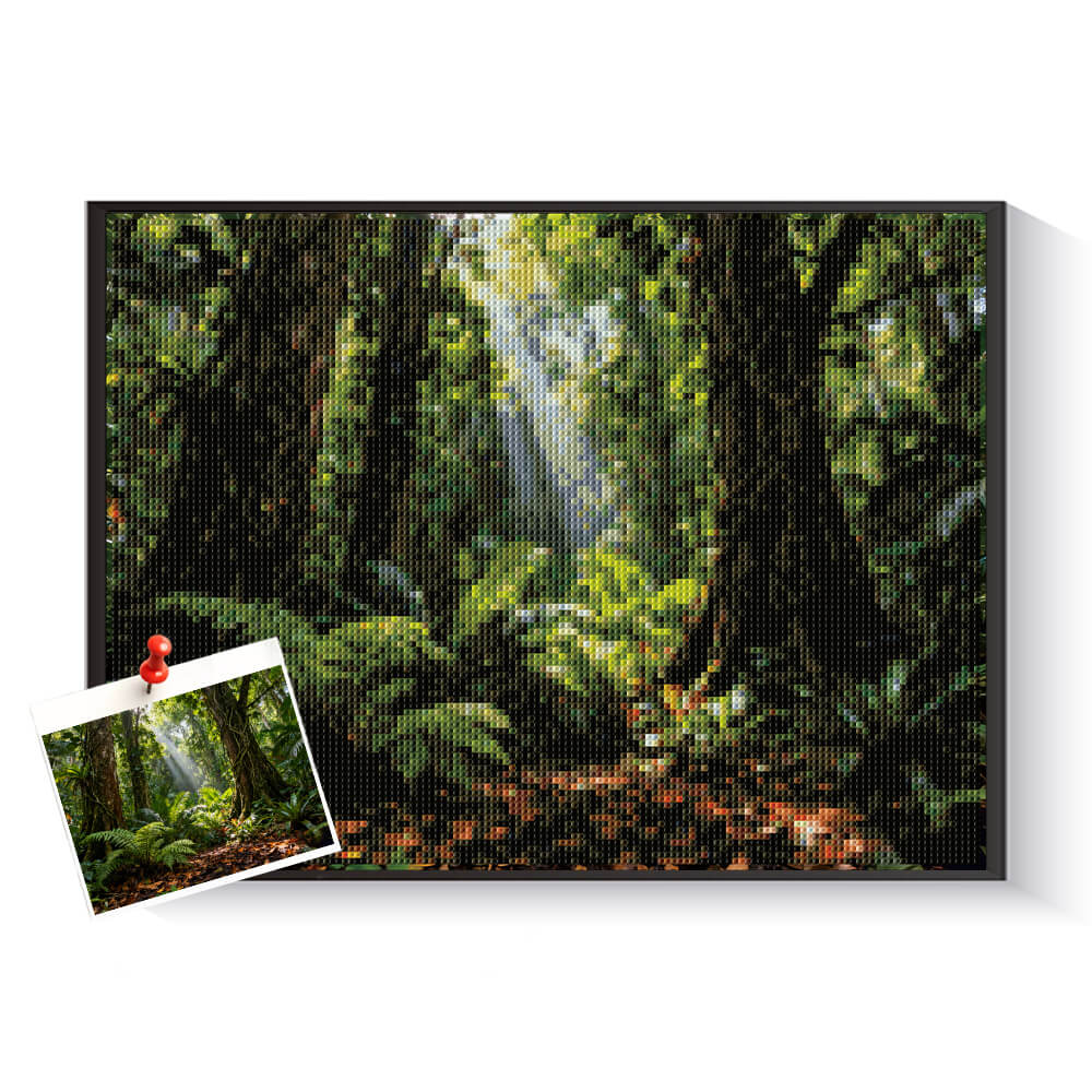 Custom tropical rainforest diamond painting created from a jungle photo – DYCDIY