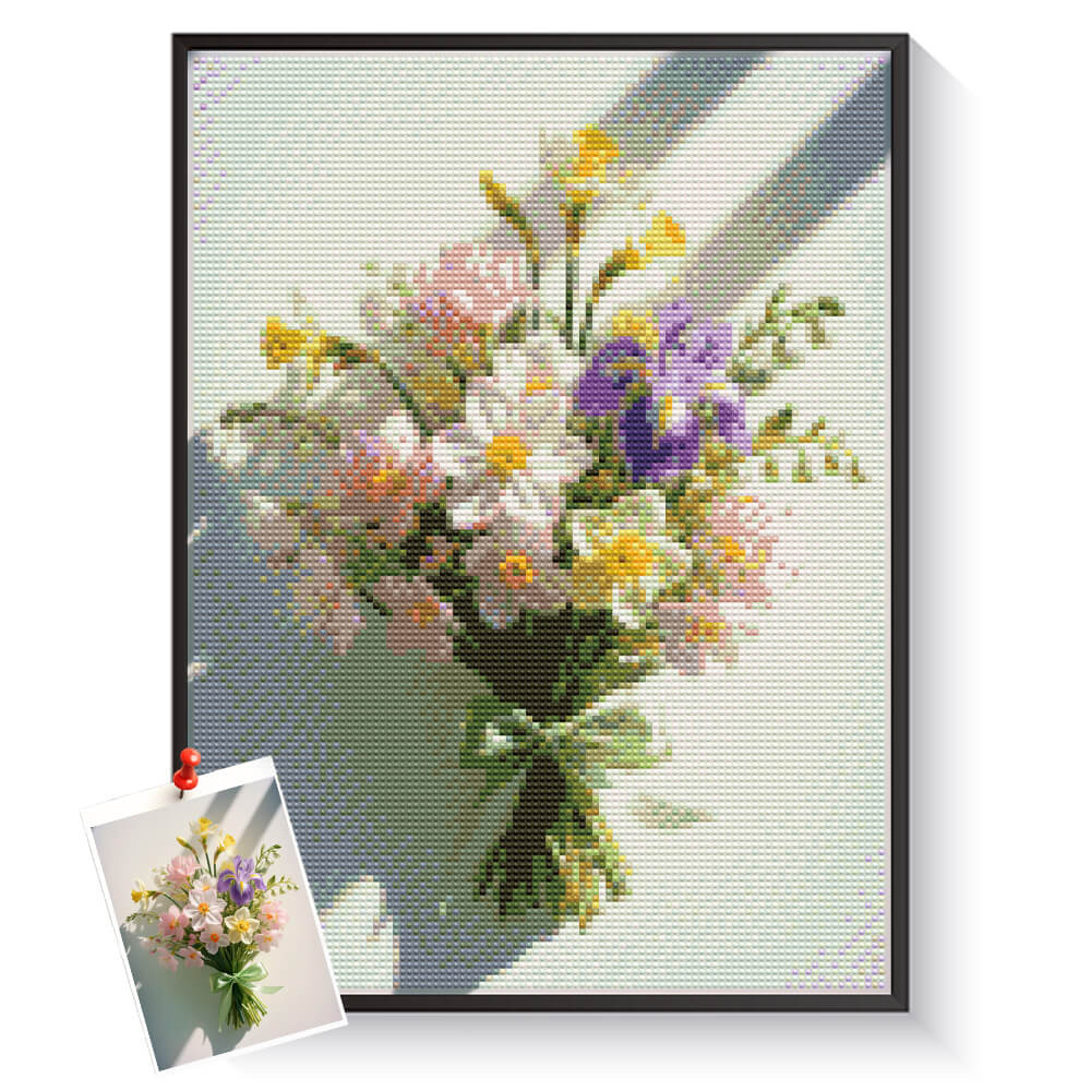 Custom wedding bouquet diamond painting created from a personal photo – DYCDIY