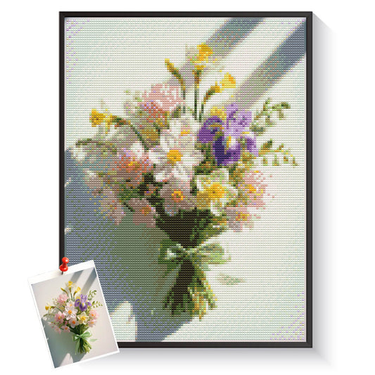 Custom wedding bouquet diamond painting created from a personal photo – DYCDIY