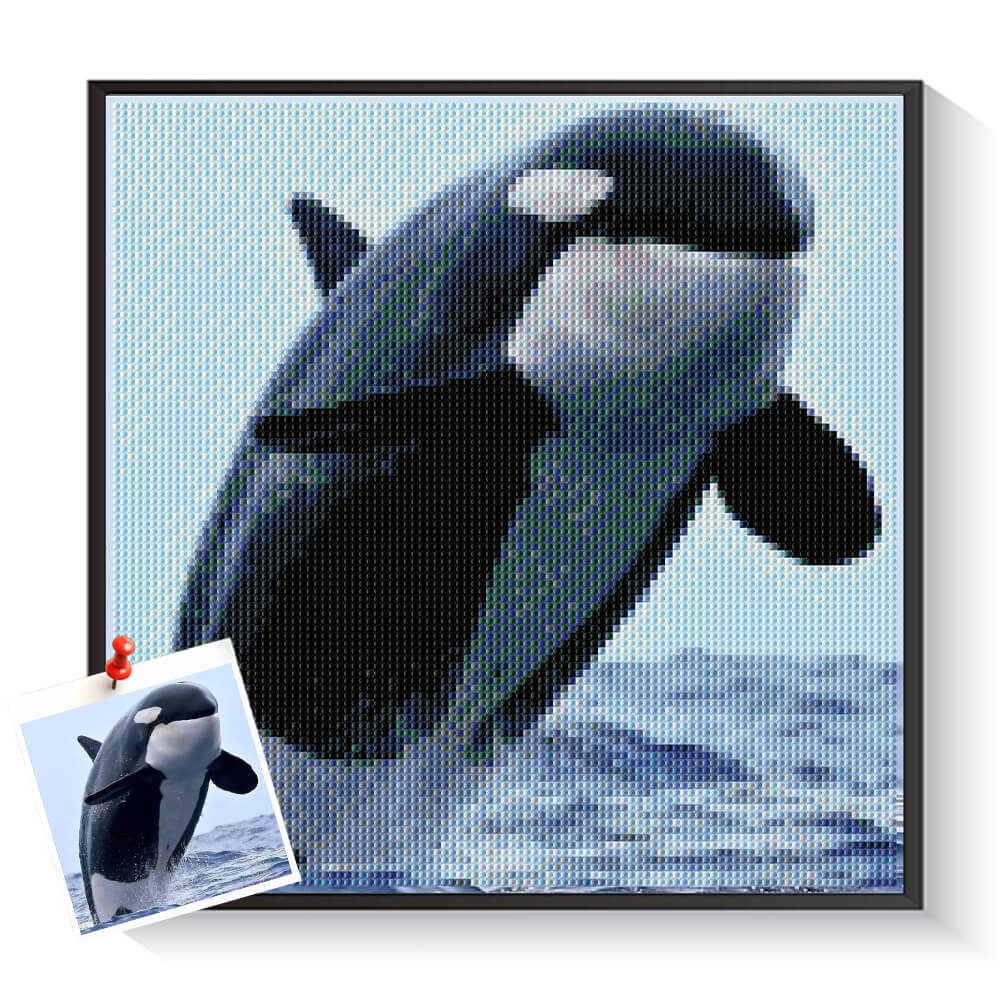 Custom whale diamond painting created from a marine photo – DYCDIY