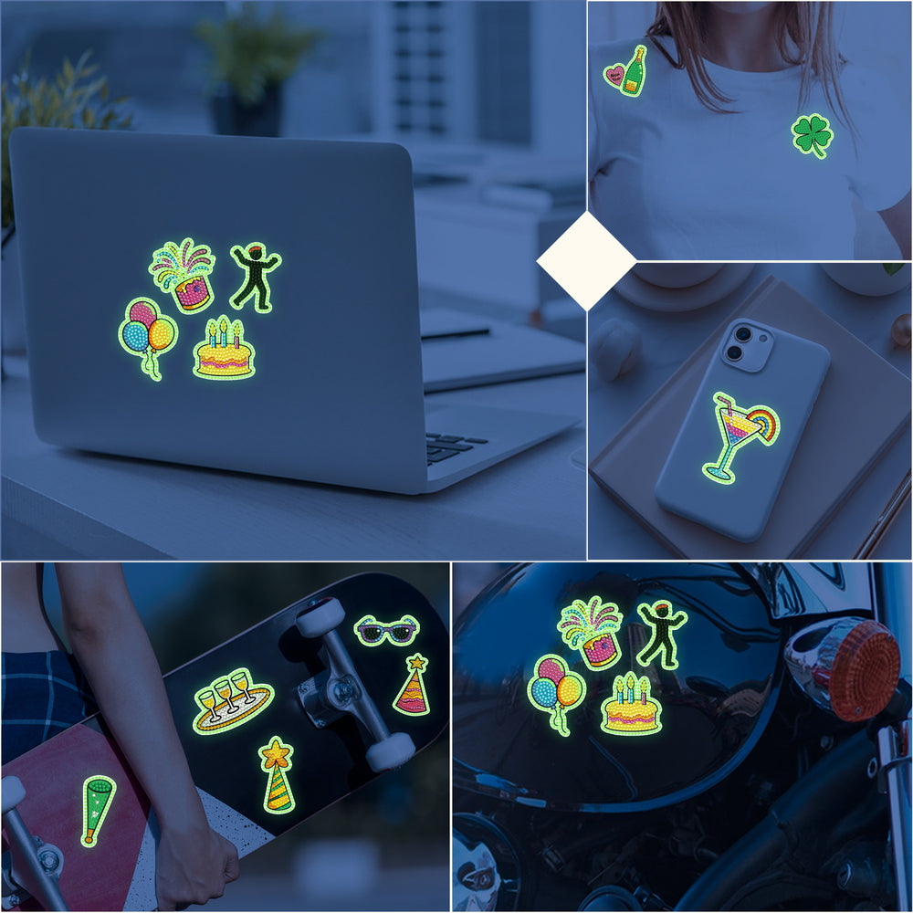 New Year Diamond Art Stickers – Glow in the Dark | 38PCs Set